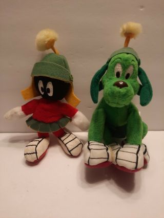 1999 Looney Tunes Marvin The Martian& K - 9 Dog 7 " Plush Toy Warner Bros Vintage