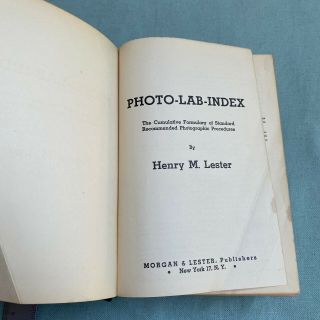 Photo Lab Index Book Henry Lester 9th Edition 1947 Vintage Photography Standards 3