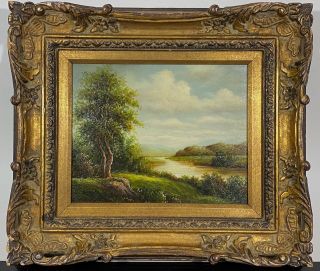 Antique Signed Berger Old Country Master Landscape Oil Painting