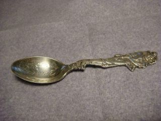 Denver Colorado Sterling Silver Figure Souvenir Spoon 4 " Mining In Early Days