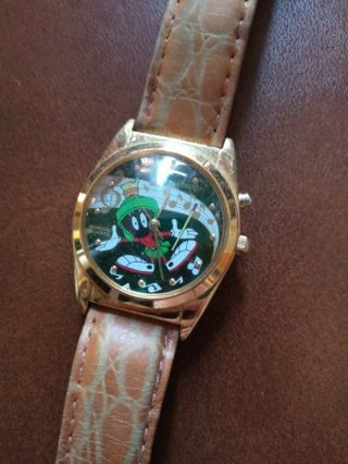 Vintage Armitron Musical Marvin The Martian 1994 Warner Bros Watch Leather Band