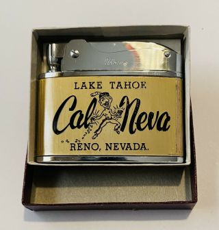 Cal Neva Lodge & Casino Vintage Cigarette Lighter,  Box,  Lake Tahoe,  Nevada,
