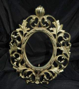 Vintage Cast Iron Gilt Gold Picture Frame Easel Stand Ormolu French Style 4x5
