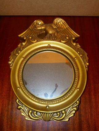 Antique Federal Style Convex Mirror With Eagle Crest