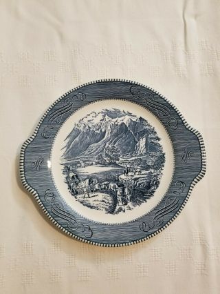 Vintage Currier And Ives Cake Platter " The Rocky Mountains " By Royal China