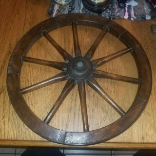 Vintage Antique 16” Wood Metal Cast Iron Wagon Cart Wheel 10 Spokes