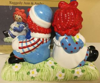 Vintage Raggedy Ann & Andy Salt & Pepper Shakers Set By Treasure Craft w/Box 3