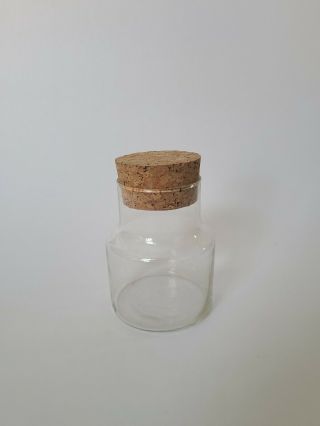 Vintage Clear Glass Jar With Cork Lid 4.  75 " Tall Witch Bottle Herb Apothecary