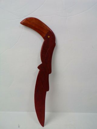 Vintage Carved Wood Letter Opener Shaped Like A Toucan 10 Inch