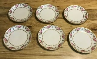 6 Antique Gda Limoges France Rose Dessert Or Lunch Plates