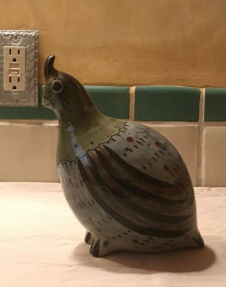 Vintage Tonala Quail Bird Figurine Signed Ke Ken Edwards Pottery Mexico