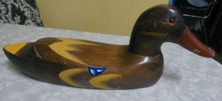 Vintage 1987 Carved Wood Hand Painted Duck Decoy Kentucky Bourdon Whiskey