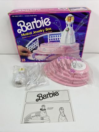 Vintage Barbie Musical Jewelry Box With Box Mattel