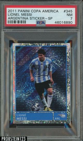 2011 Panini Copa American Soccer Argentina Sticker Sp 345 Lionel Messi Psa 7