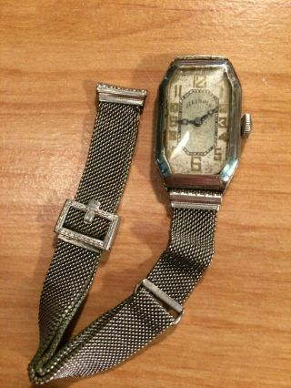 Rare Antique Illinois Wristwatch Grade 807 14k Gf Case & Band 30 