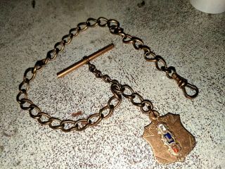 Antique Vtg Flt Odd Fellows Pocket Watch Chain Fob Rolled Gold
