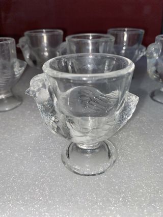 8 Vintage Chicken,  Chick Clear Glass Egg Cup,  Made In France In Time For Easter