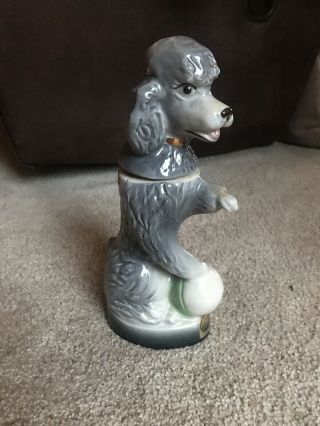 Vintage 1970 Jim Beam Whiskey Decanter PENNY The POODLE Sitting Up w/Ball 2
