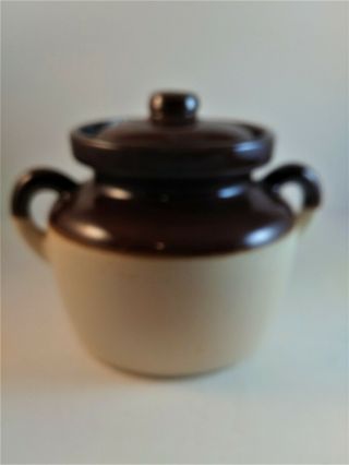 Vintage Mccoy Brown Pottery Crock/bean Pot With Handles And Lid,  341,  Usa