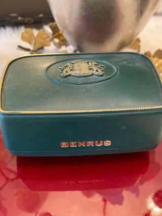 Vintage Men ' s Benrus Watch BOX Only Green & Silver - Watch not 3
