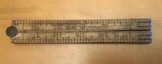 Vintage Stanley No 68 Boxwood And Brass Folding Carpenters Tool Ruler 24 " T - 9