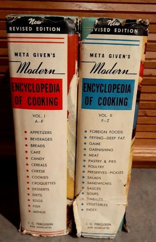 Vintage Meta Given’s Modern Encyclopedia Of Cooking Volumes 1 & 2 Revised 1955