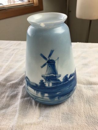 Vintage Hand Painted Glass Lamp Shade With Windmill,  Sailboats Scene •read•