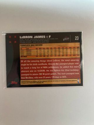 2007 - 08 Topps Chrome Lebron James 23 NBA Cleveland Cavaliers Basketball Card 2