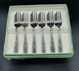 Set Of 6 Vintage Yeoman Silver Plate Epns Cake Forks