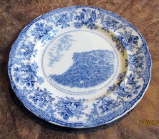 Vintage Blue White Adams Hampshire Plate Old Man Of The Mountain 10.  25in