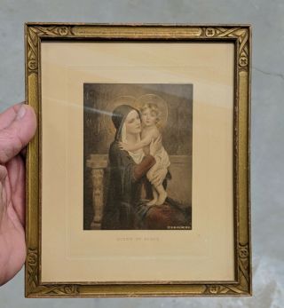 Vintage " Queen Of Peace " Mary And Jesus Litho Print E G Co Inc Ny