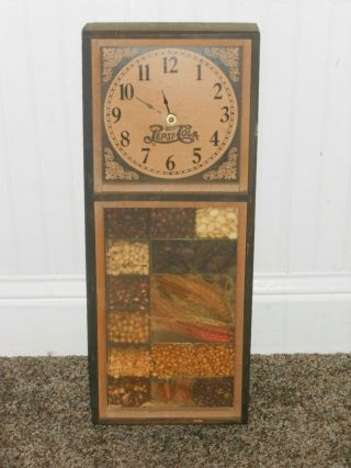 Vintage Wood Pepsi Cola Sign Clock Harvest Wheat Seeds Farm Country Antique
