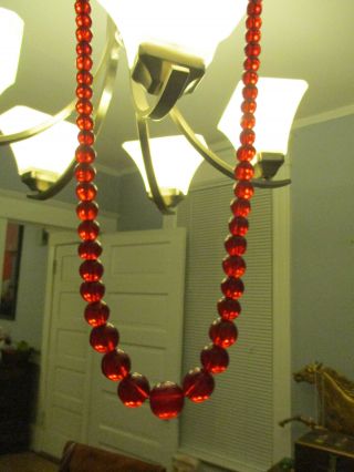 Antique Vintage Estate Art Deco Cherry Juice Red Glass Bead Beaded Necklace