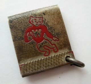 Vintage Sterling Enamel University Of Wisconsin Matchbook Silver Bracelet Charm