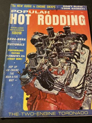 Vintage Popular Hot Rodding May 1966 The Two - Engine Toronado