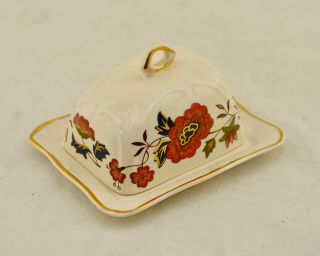 Vintage Royal Worcester Palissy Miniature Lidded Floral Butter Pat / Cheese Dish