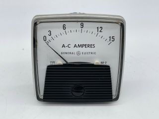 Vintage Ge General Electric Type Aw - 91 Ac Amperes 0 - 15 Panel Meter