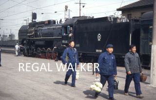35mm Cr China Chinese Railway Slide Steam Loco Qj 2650 Datong 1983