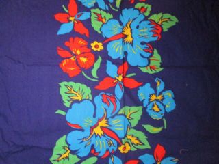 Vintage Hawaiian Fabric • Gvh Hawaii Print • Tiki Bright Red Hibiscus 3,  Yards