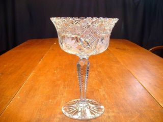 Gorgeous Antique Late Abp Brilliant Period Cut Glass Footed Compote / Bowl