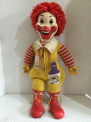 Vintage Mcdonalds 1978 Ronald Mcdonald Plush Doll 21 " Tall By Hasbro