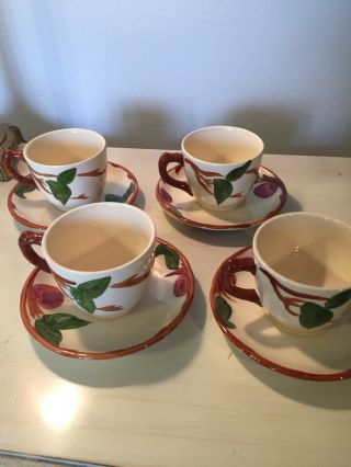 Set Of 4 Vintage Franciscan Apple Made In England Tea Coffee Cups And Saucers