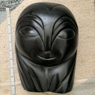 Black Wood Carved Mask Face Native Intuit Vintage Antique Retro African
