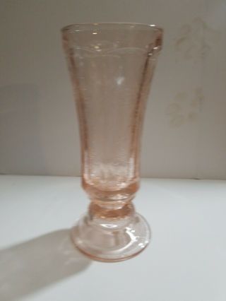 Vintage Pink Federal Glass Madrid Tall 8 1/2” Pink Vase