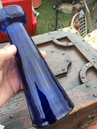 Antique Hand Blown Imperial Cobalt Blue Glass Vase Vintage Home Decor Art