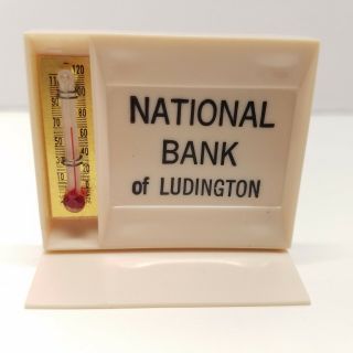Vtg National Bank Of Ludington Michigan Advertising Mini - Mometer Thermometer