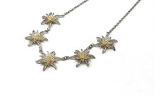 A Pretty Vintage Sterling Silver 925 Filigree Floral Rope Chain Necklace 27523 3