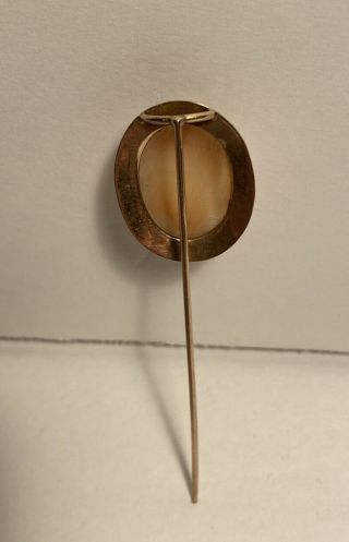 Gorgeous Antique 10k Gold Hand Carved Shell Cameo Stick Pin MALE FACE LOOK 3
