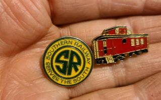 Vintage Southern Railway Serves The South Railroad Lapel,  Train Pin