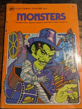Monsters Activity Book 1977 Vintage Dracula Frankenstein Mummy Witch Horror 64pg